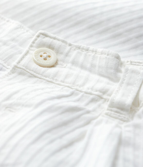Baby Boys' Stripy Poplin Smart Trousers MARSHMALLOW white