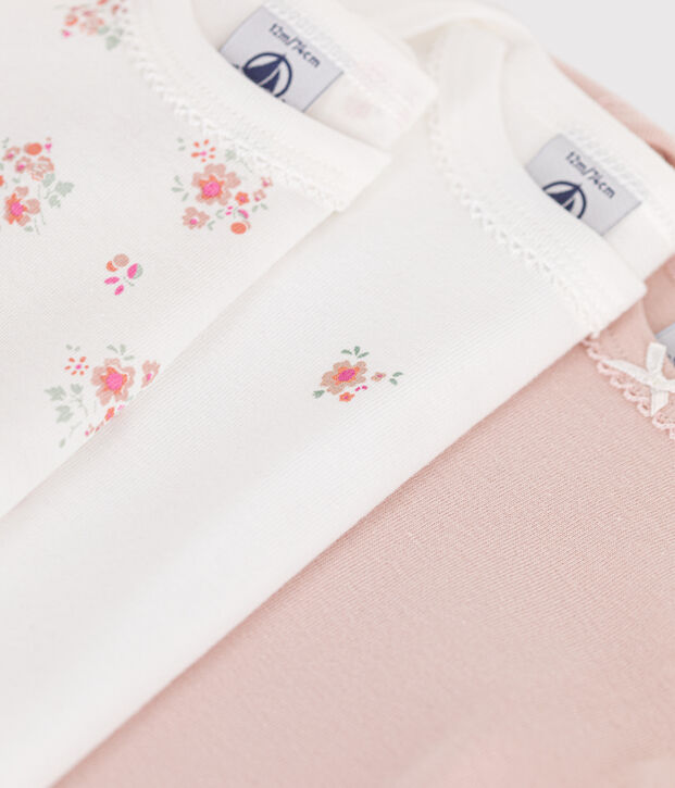 Babies' long-sleeved floral bodysuits - 3-pack multicolor