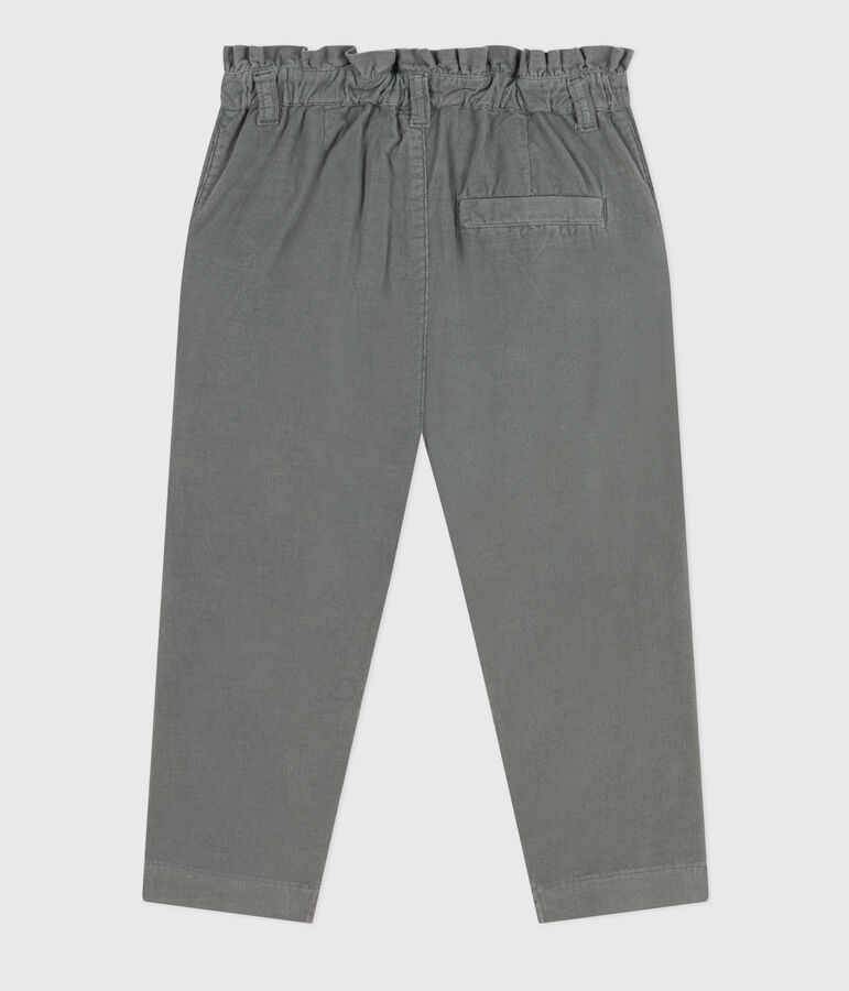 Girl's straight fit trousers in soft velvet green