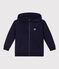 Children's plain zip-up cotton hoodie SMOKING blue