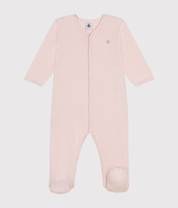 Babies' cotton pyjamas pink/white