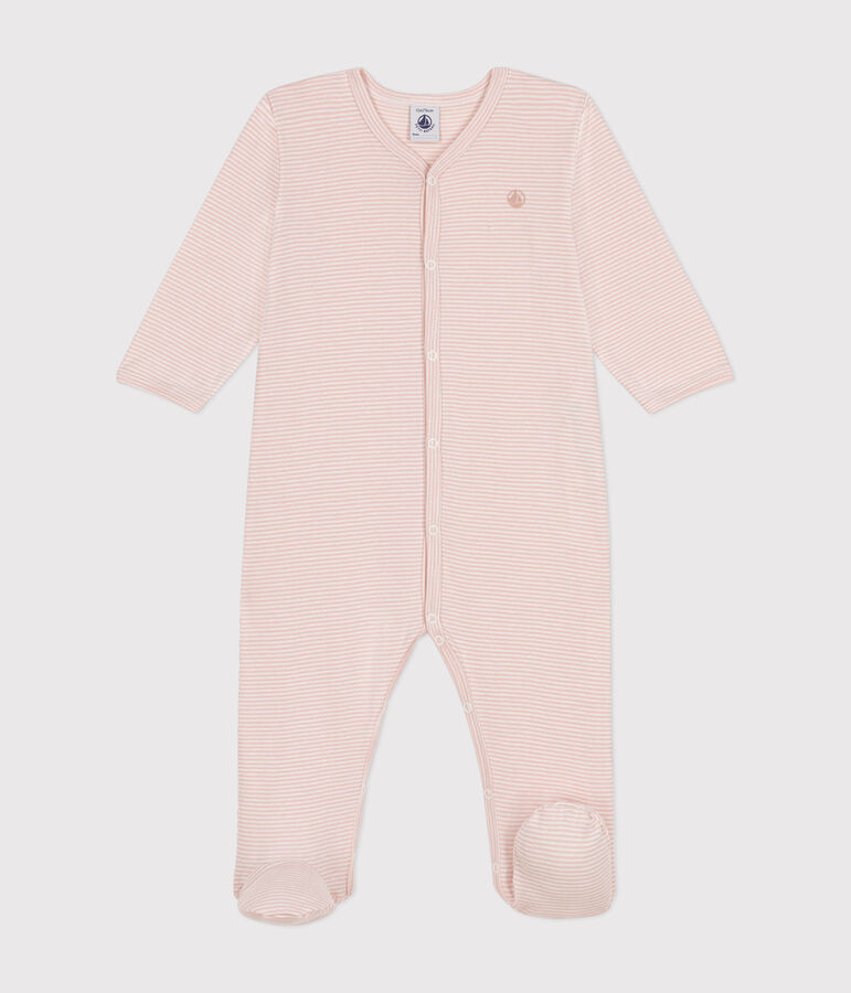 Babies' cotton pyjamas pink/white