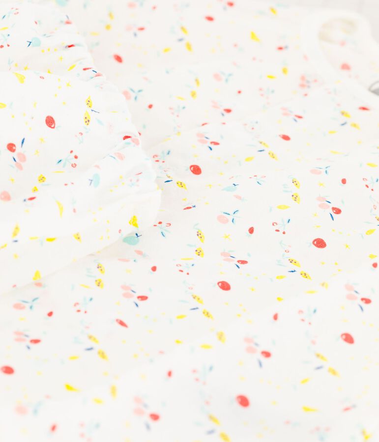 Baby Girls' Short-Sleeved Fruit Pattern Organic Cotton Woven Tube Knit Dress  with Bloomers white/multicolor