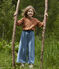 Girls' loose fit velvet trousers POLOCHON blue