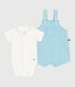 Newborn baby set with sun print cotton dungarees and a body