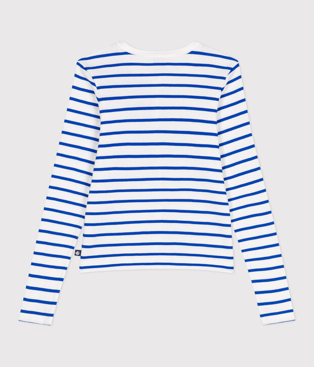 Women's plain cotton cardigan white/blue