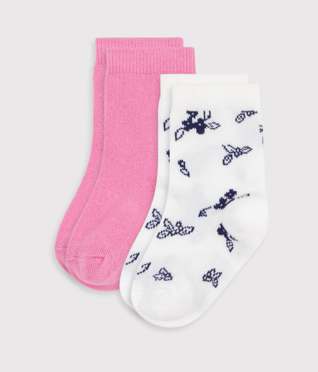 Babies' floral-print cotton socks - 2-pack multicolor