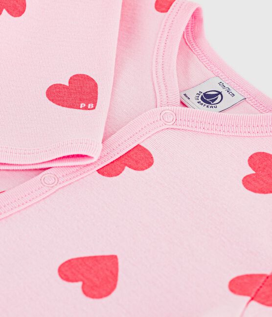 Babies' heart-print cotton pyjama suit MARQUISE /PEACHY