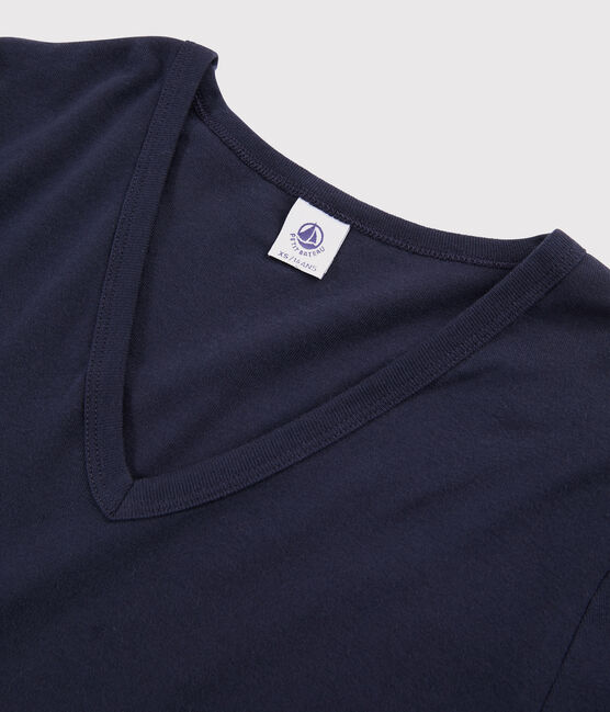 Women's Iconic V-Neck Cotton T-Shirt SMOKING blue