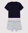 Baby Boys' Cotton and Linen Blend Shorts and T-Shirt SMOKING blue/MARSHMALLOW white