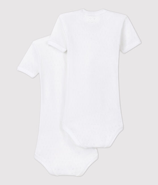 Babies' White Short-Sleeved Organic Cotton Bodysuits - 2-Pack variante 1