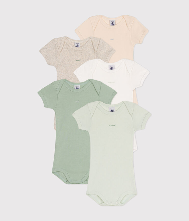 Babies' Short-sleeved Cotton Bodysuits - 5-Pack multicolor