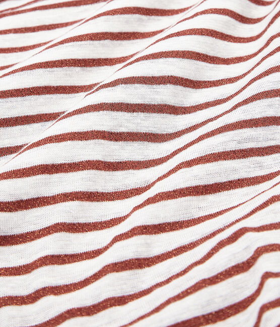 Women's short-sleeved linen t-shirt MARSHMALLOW white/COPPER pink