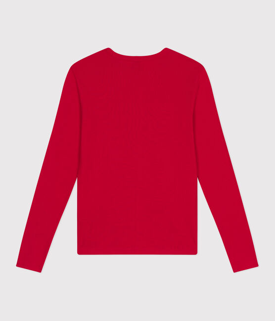 Women's plain rib knit long-sleeved Iconic T-shirt CORRIDA red
