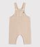 Babies' long-leg plain twill dungarees beige