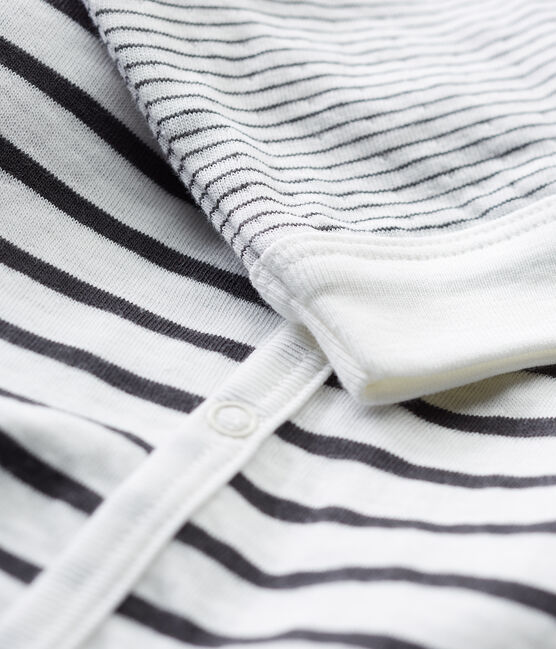 Baby Boys' Soft Footless Sleepsuit MARSHMALLOW white/CAPECOD grey