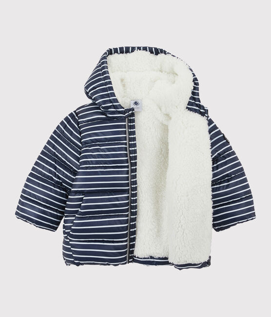 Babies' Quilted Down Jacket SMOKING blue/MARSHMALLOW white