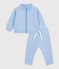 Babies' sweatshirt and trousers set in plain cotton FLO blue