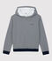 Women's Striped Cotton Hoodie SMOKING blue/MARSHMALLOW white