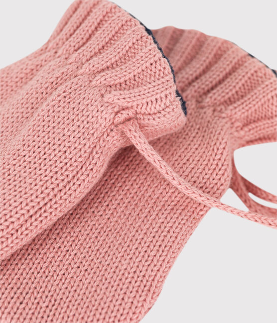 Babies' Knit Mittens with Recycled Fleece Lining SALINE pink