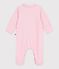 Babies' plain velour pyjama suit with a collar MARQUISE pink