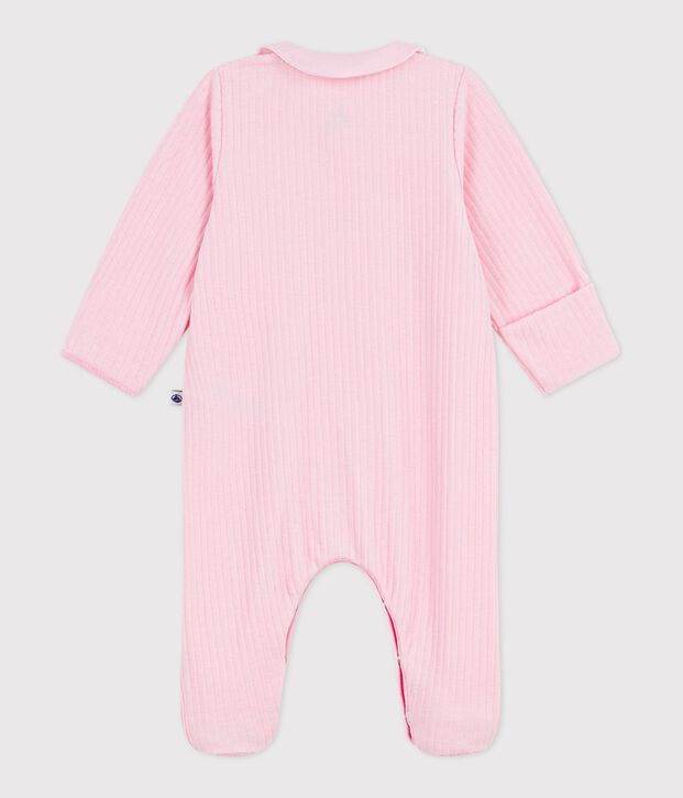 Babies' plain velour pyjama suit with a collar MARQUISE