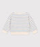 Babies' Cotton Sailor Striped Sweatshirt AVALANCHE white/SKY CHINE