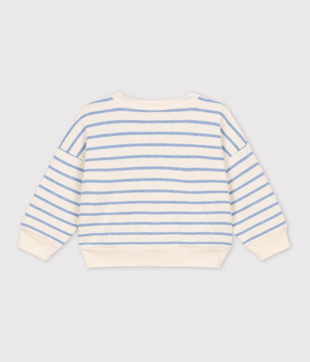 Babies' Cotton Sailor Striped Sweatshirt Ecru/blue