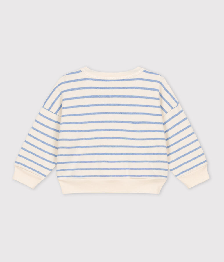 Babies' Cotton Sailor Striped Sweatshirt Ecru/blue