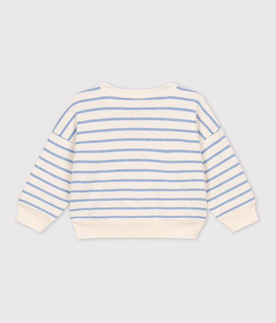 Babies' Cotton Sailor Striped Sweatshirt AVALANCHE white/SKY CHINE