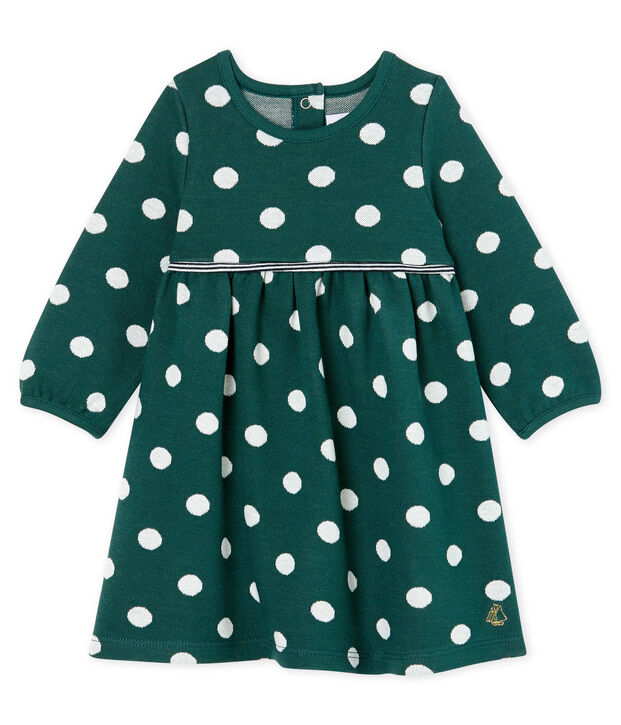 Baby Girls' Long-Sleeved Spotted Dress green/white