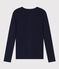 Women's iconic long-sleeved plain rib knit T-shirt SMOKING blue