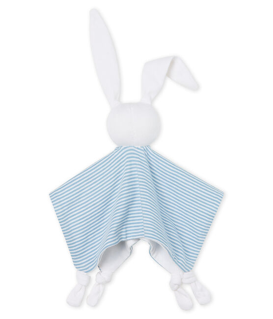 Babies' Ribbed Bunny Comforter ACIER blue/MARSHMALLOW white