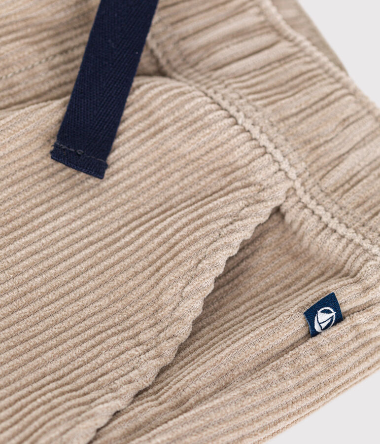 Boys' straight-fit corduroy trousers beige