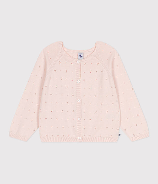 Children's cotton cardigan with a decorative stitch pattern FLEUR