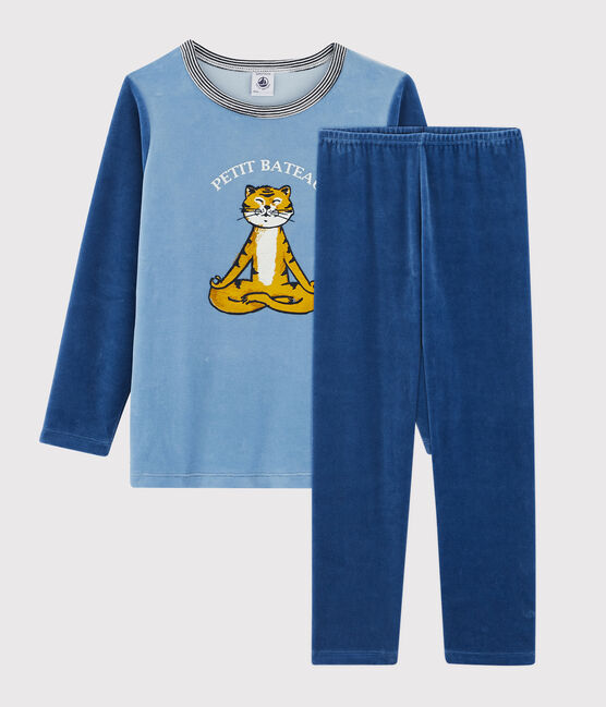 Boys' Velour Pyjamas ALASKA blue/MAJOR blue