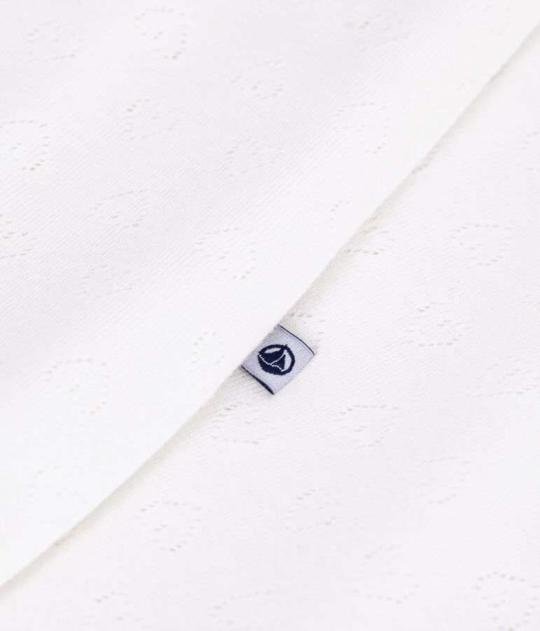 Baby sleeping bag in openwork cotton with hearts 0.5 TOG white