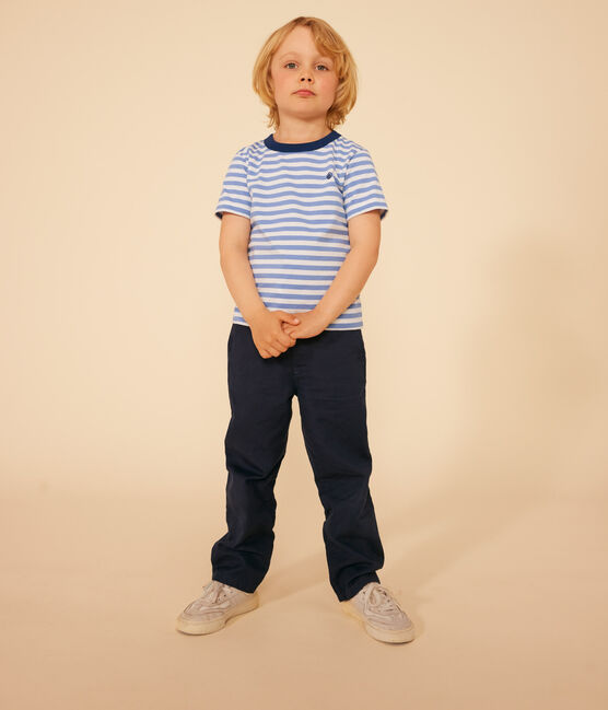 Boys' Stripy Lightweight Jersey T-shirt GAULOISE /MARSHMALLOW
