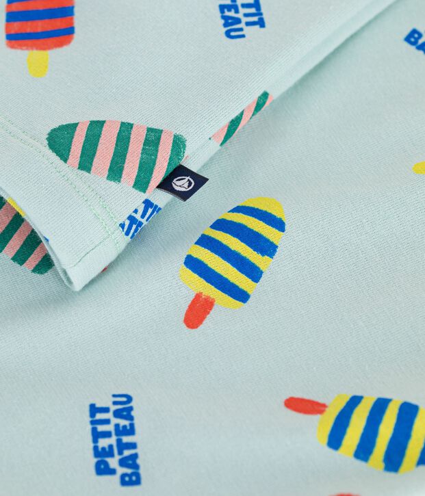 Children's short-sleeved seagull print cotton T-shirt blue/multicolor