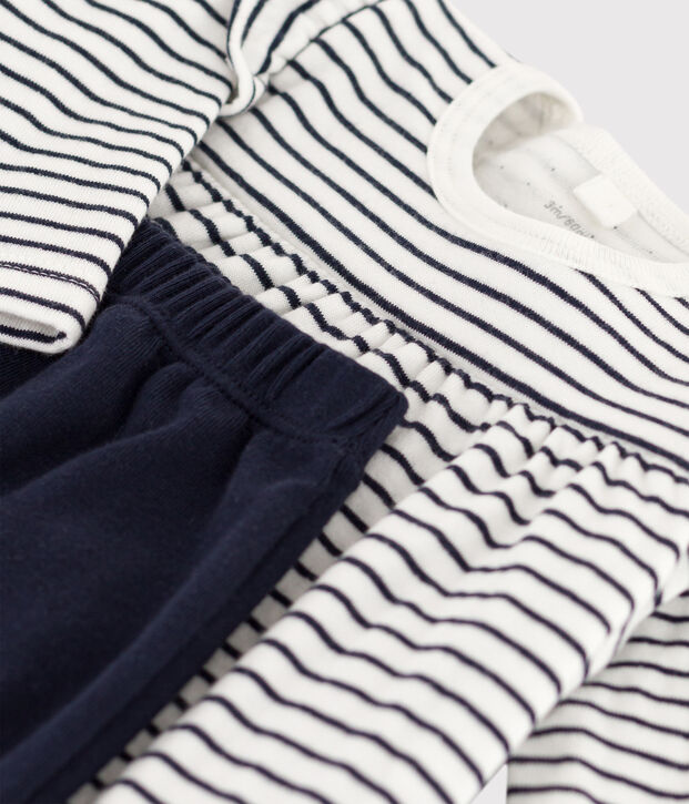Babies' Sailor Striped Cotton Tube Knit Dress with Leggings white/blue