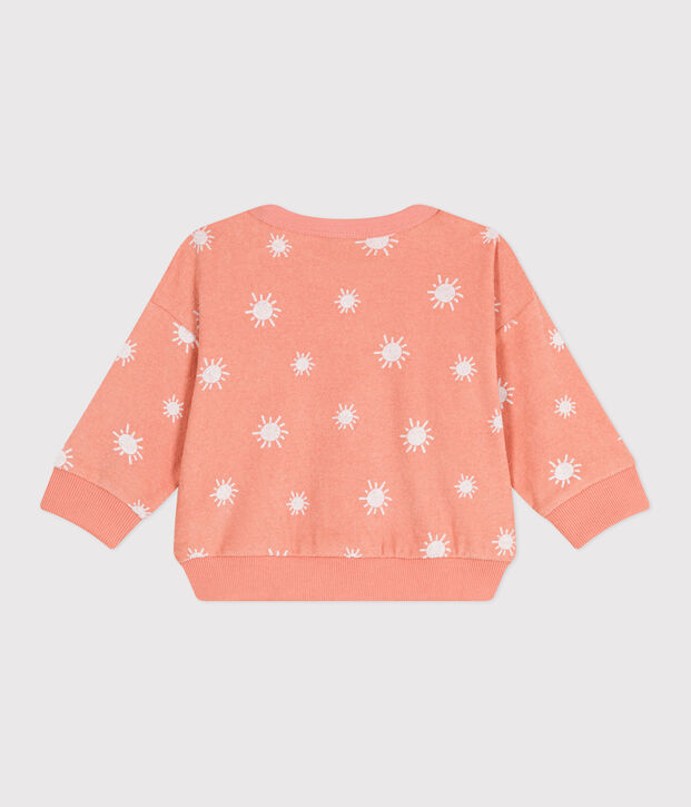 Babies' sun print cotton terry sweatshirt orange/white