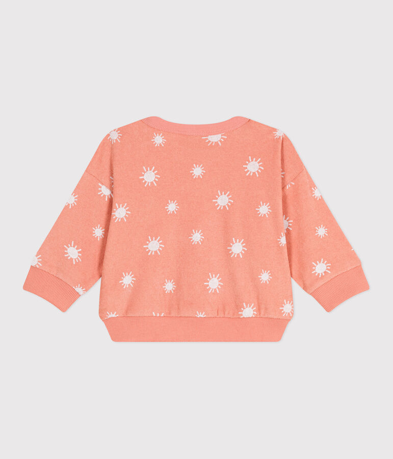 Babies' sun print cotton terry sweatshirt orange/white