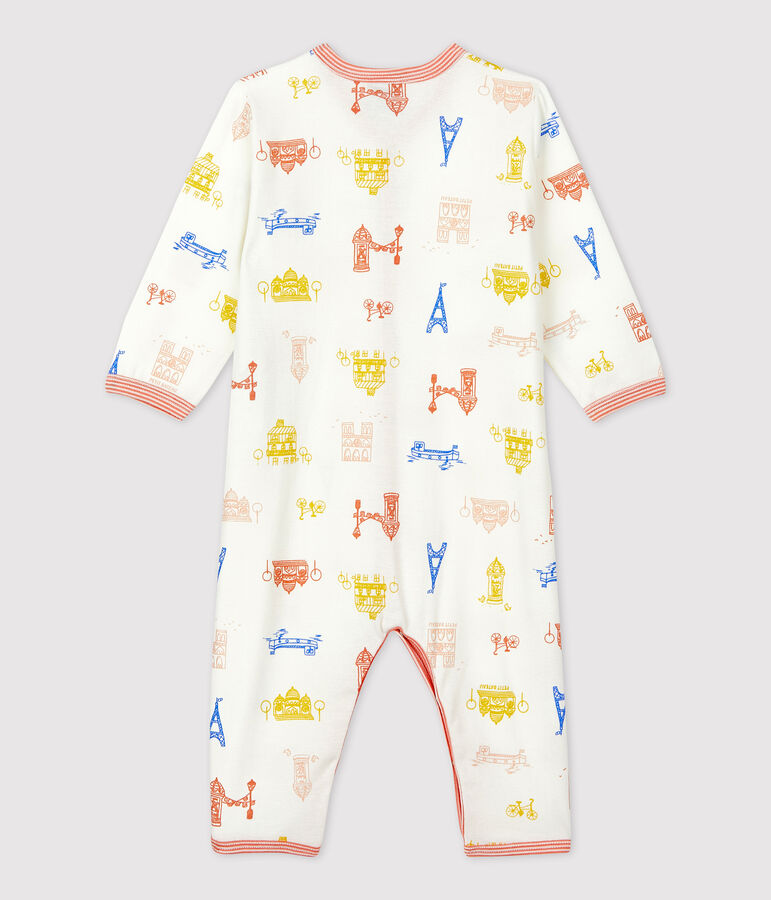 Babies' Paris Themed Footless Cotton Sleepsuit white/multicolor