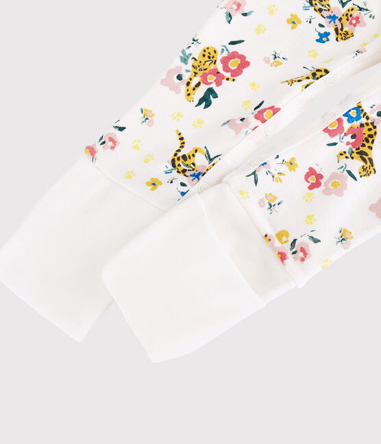 Babies' Glow-In-The-Dark Cotton Sleepsuit with Detachable Feet MARSHMALLOW white/MULTICO white