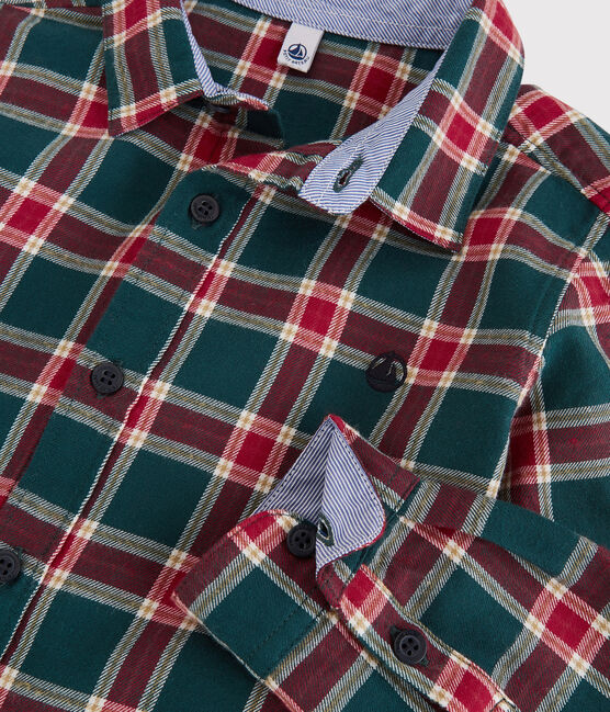 Boys' Checked Shirt PINEDE green/MULTICO white