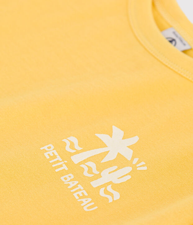 Children's short-sleeved printed cotton T-shirt yellow