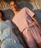 Women's Stripy Cotton Pyjama Shorts and T-shirt FAMEUX /MARSHMALLOW