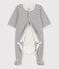 Babies' Stripy Cotton Bodyjama MARSHMALLOW white/SMOKING blue