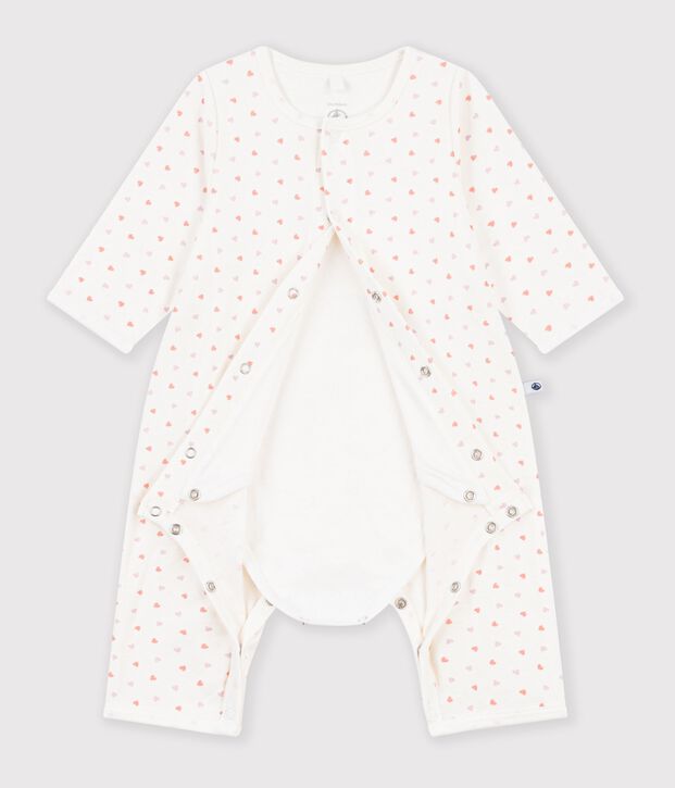 Babies' footless cotton flower print bodyjamas white/multicolor