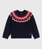 Boys' Wool/Cotton Patterned Knit Pullover SMOKING blue/MULTICO white